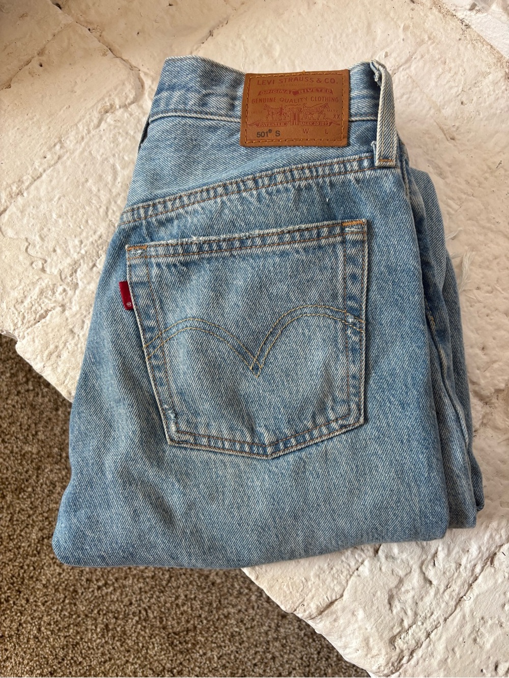 Levi's Blue Women’s Relaxed Distressed Jeans with Red Tab